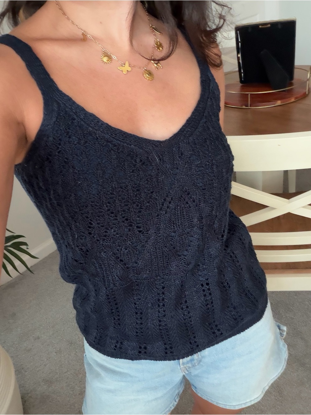 Lauren Conrad Classic Navy Knit V-Neck Tank Top